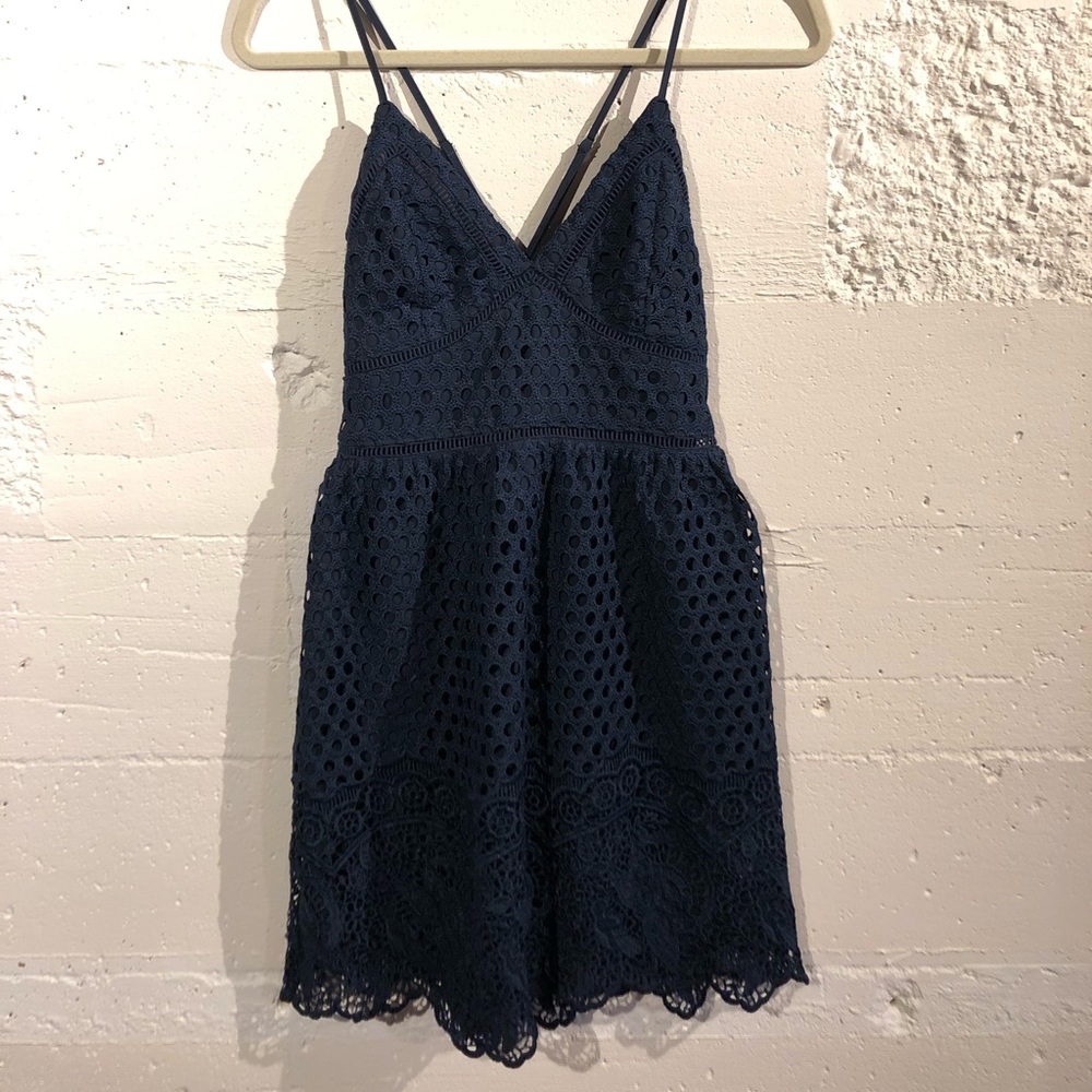 Abercrombie Navy Blue Crochet Lace Dress